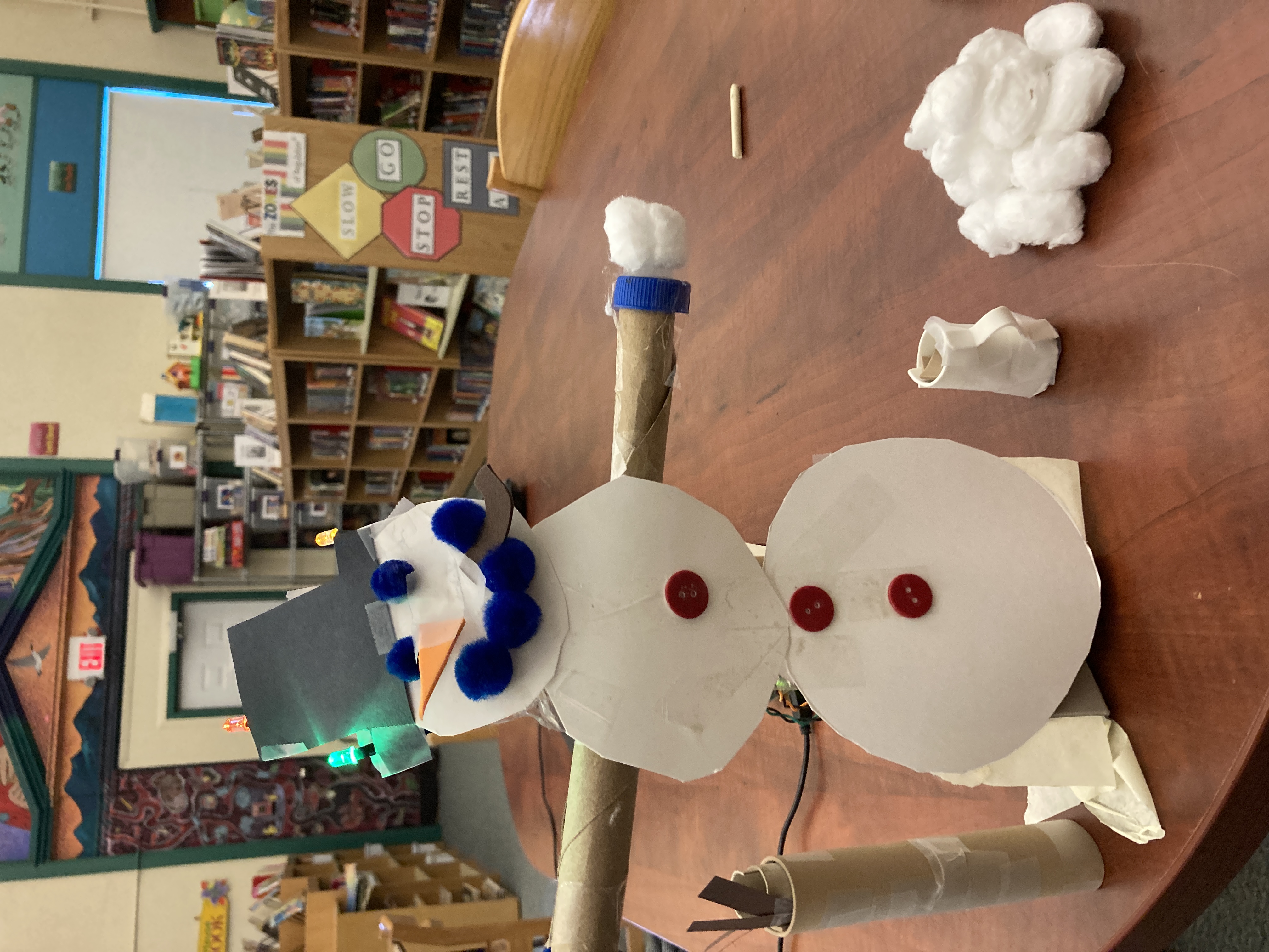 Student created Snowman utilizing Hummingbird Robotics